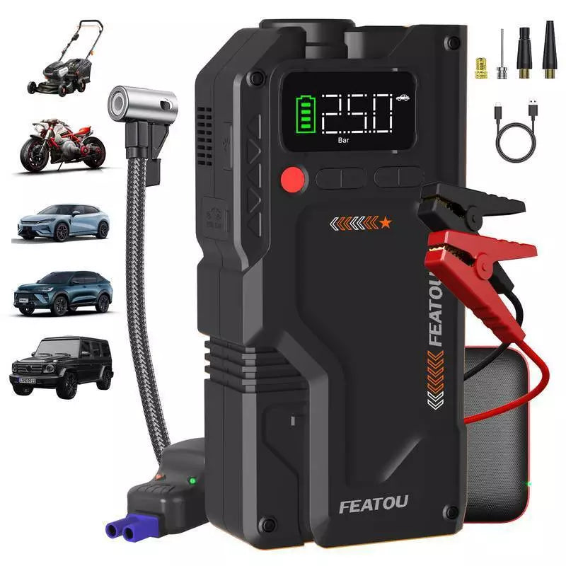 Jump Starter Car With Air Compressor for tires 8000A Pack Booster 12V Power Bank