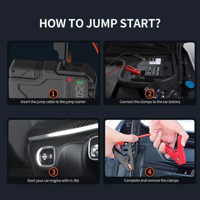Jump Starter Car With Air Compressor for tires 8000A Pack Booster 12V Power Bank