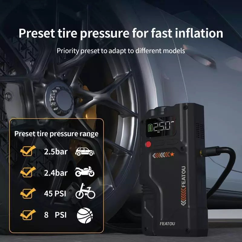 Jump Starter Car With Air Compressor for tires 8000A Pack Booster 12V Power Bank