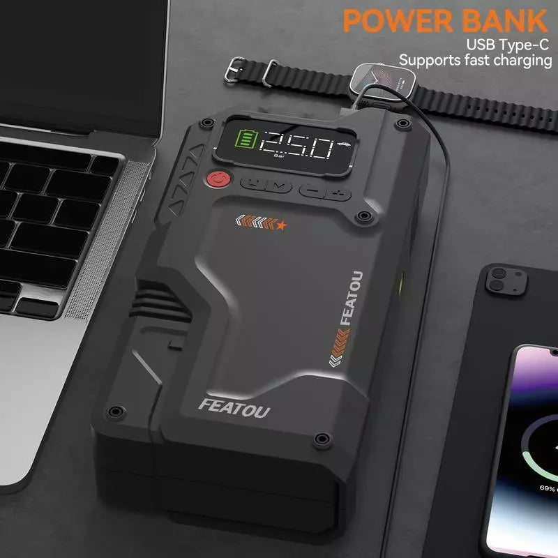 Jump Starter Car With Air Compressor for tires 8000A Pack Booster 12V Power Bank